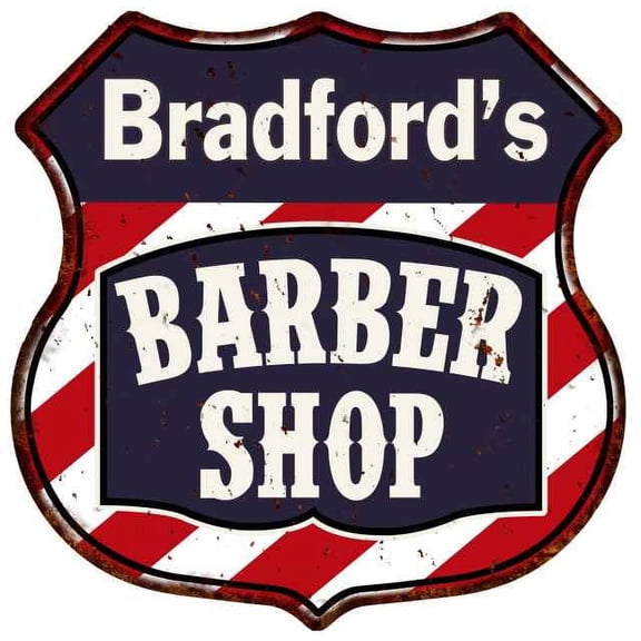 Bradford's Barber Shop Sign Shield Metal Gift Hair Gift 211110020470