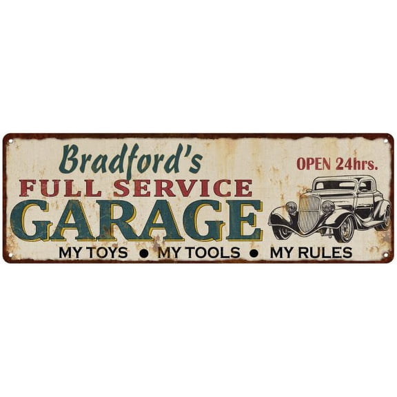 Bradford's Full Service Garage Metal Sign 6x18 Rusty Man Cave 206180047049