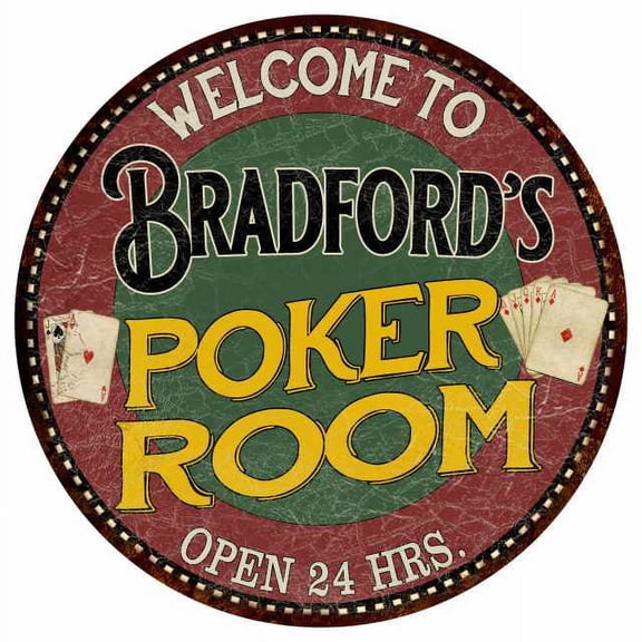 Bradford's Poker Room 14" Round Metal Sign Kitchen Bar Wall Decor 100140034461