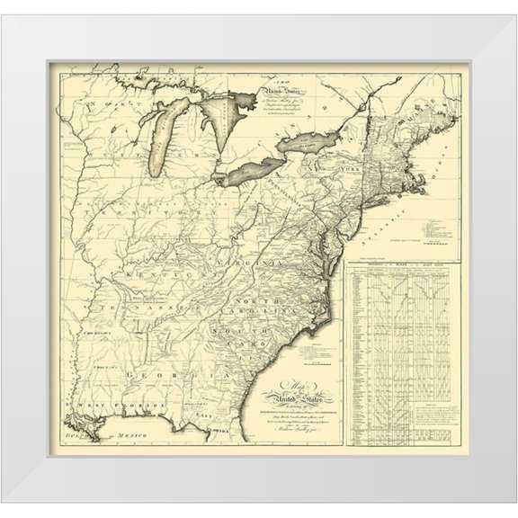 Bradley 13x12 White Modern Wood Framed Museum Art Print Titled - United States Eastern - Bradley 1796