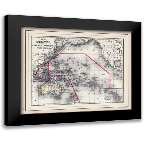 Bradley 18x15 Black Modern Framed Museum Art Print Titled - Oceania Islands - Bradley 1887