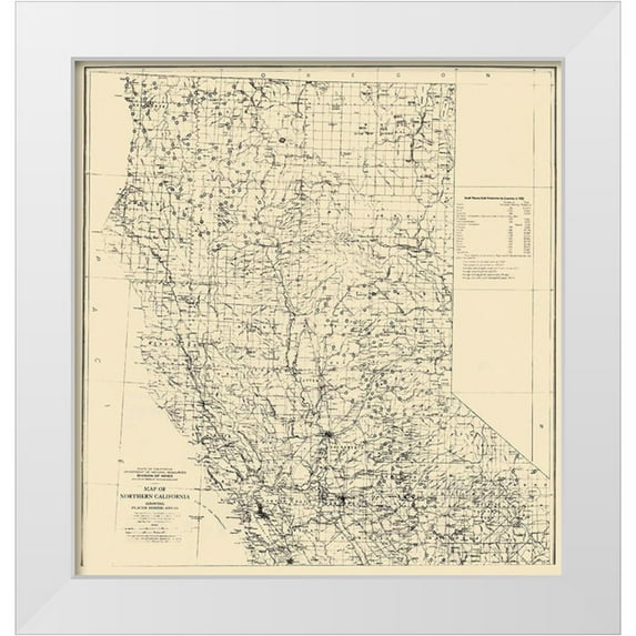 Bradley 20x21 White Modern Wood Framed Museum Art Print Titled - Placer Mining Areas In Northern California
