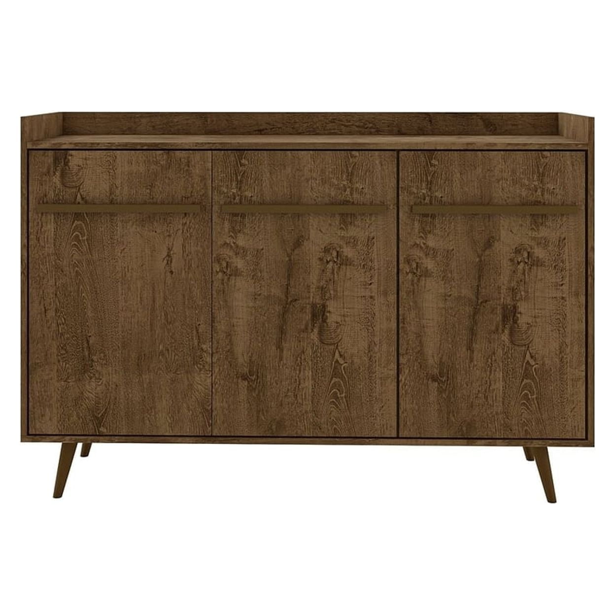 Rustic Brown Mid-Century Modern Buffet Stand with 4 Shelves