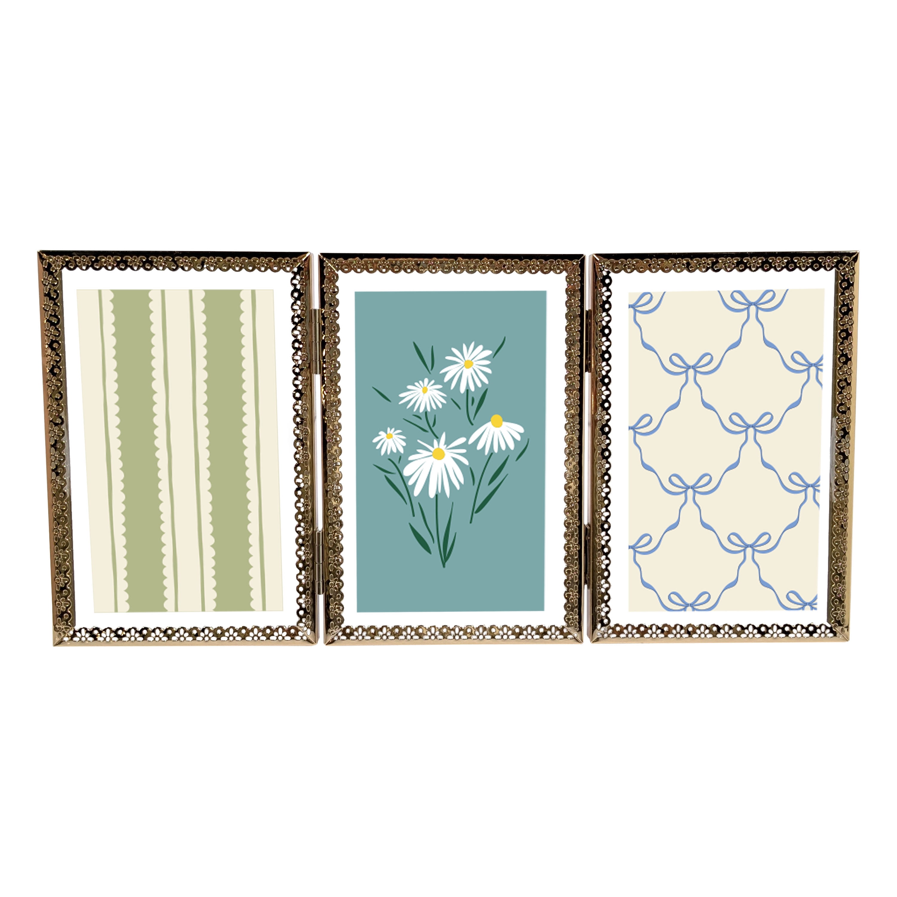 Bradley & Ballard - 3x5 inch - 3 Opening Hinged Antique Metal Cutout Float Tabletop Frame