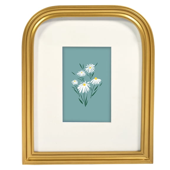 Bradley & Ballard - 8x10 M:4X6 inch Vintage Scoop Arch, Brass Finish Tabletop & Wall Photo Frame