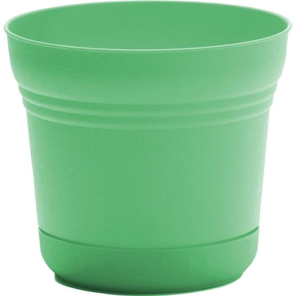 Bloem Saturn 5" Round Plastic Planter - Indoor/Outdoor, Snap-in Saucer & Drainage Holes, Mint Green