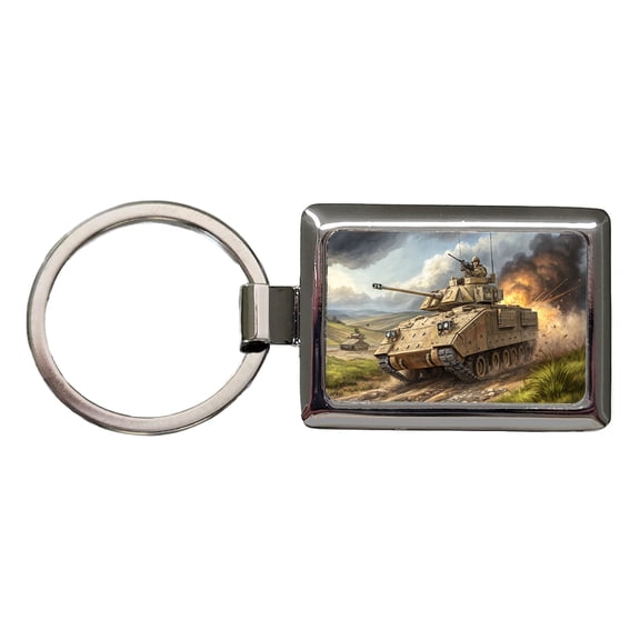 Bradley Fighting Vehicle US Army Armor Metal Rectangle Keychain