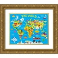 thumbnail image 1 of Bradley, Jennie 32x26 Gold Ornate Wood Framed with Double Matting Museum Art Print Titled - World Map, 1 of 4