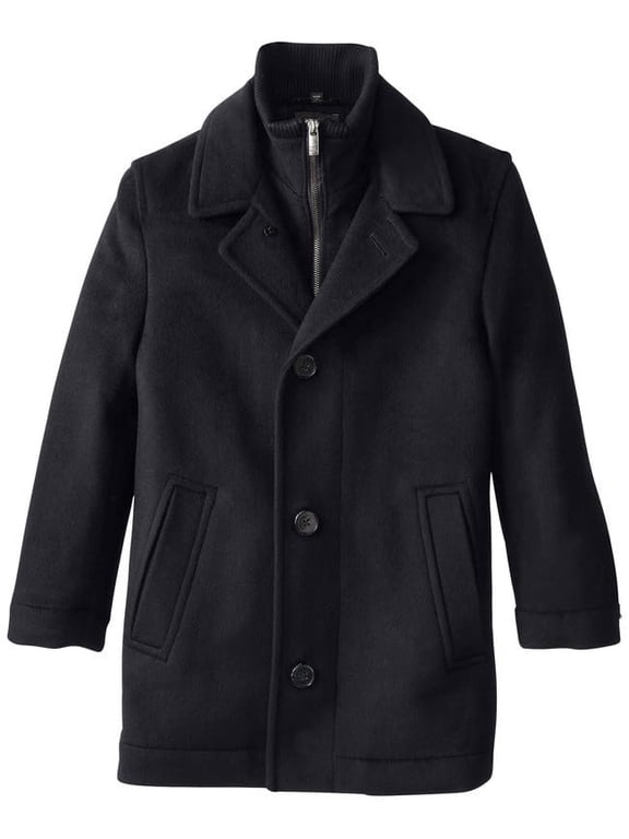 Boys 3/4 Length Wool Coat, Slim Fit, Insulated Bib