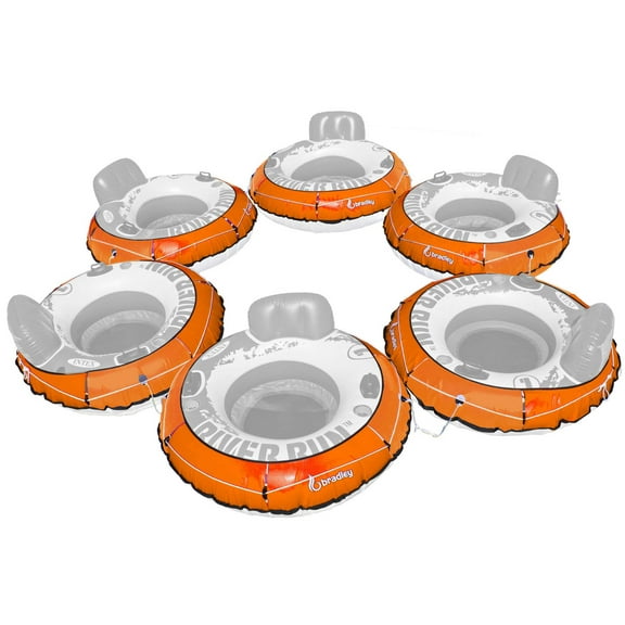 Bradley Pack of 6 Heavy Duty River Tube Cover Only; Made in USA to fit River Run Tube; Compatible with Intex Inflatable River Run river float tube & Most 53" River Tubes (Orange)