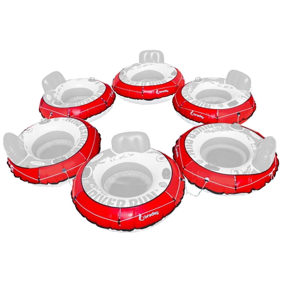 Bradley Pack of 6 Heavy Duty River Tube Cover Only; Made in USA to fit River Run Tube; Compatible with Intex Inflatable River Run river float tube & Most 53" River Tubes (Red)
