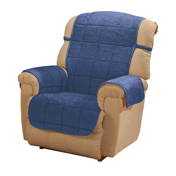 Bradley Sherpa Recliner Protector - Slipcover - Navy Blue