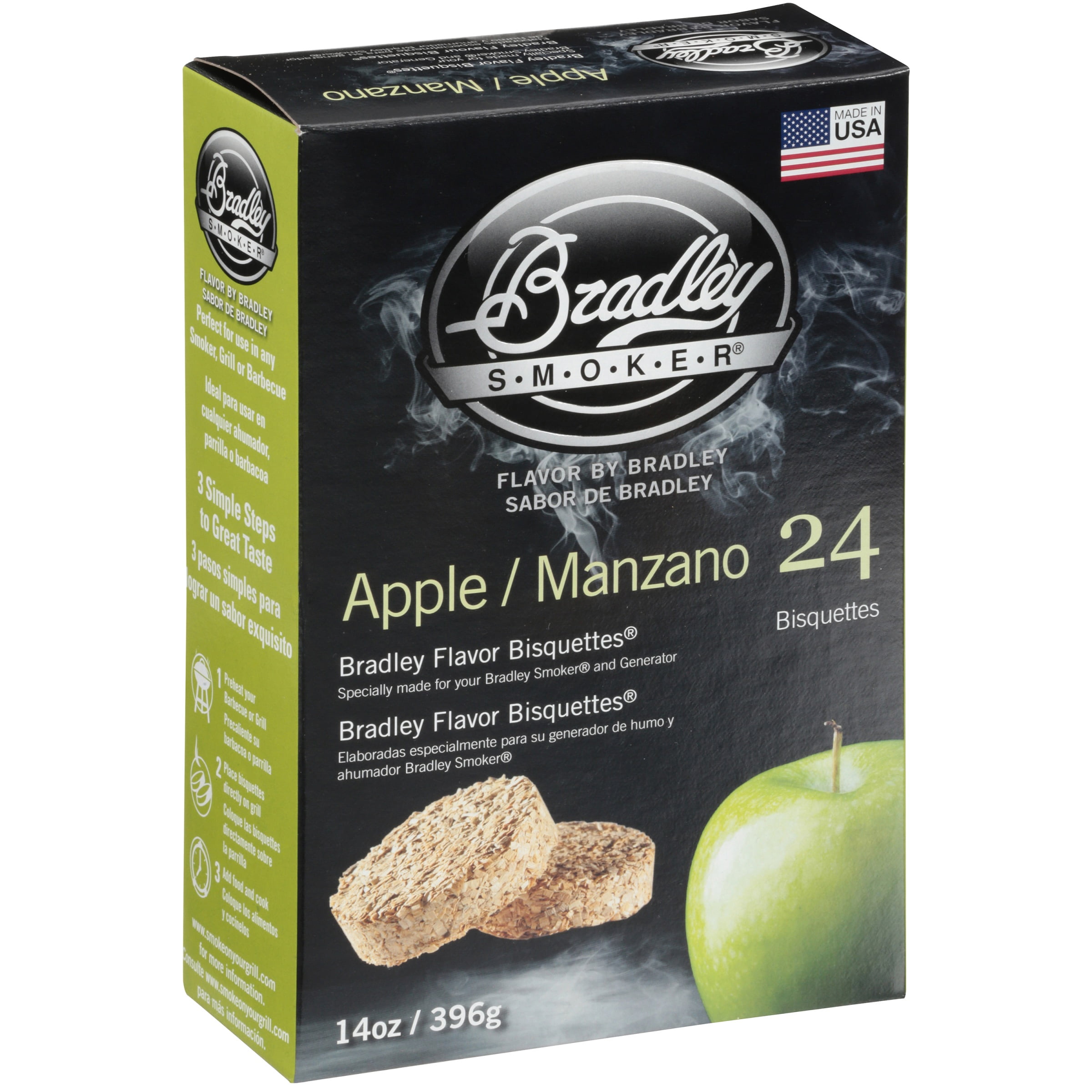 Bradley Smoker Apple Hardwood Smoking Chips 0.67 lbs 24 Pack Walmart