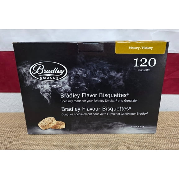 Bradley Smoker Hickory Wood Bisquettes, Bold Flavor, 100% Wood [120ct] - BTHC120