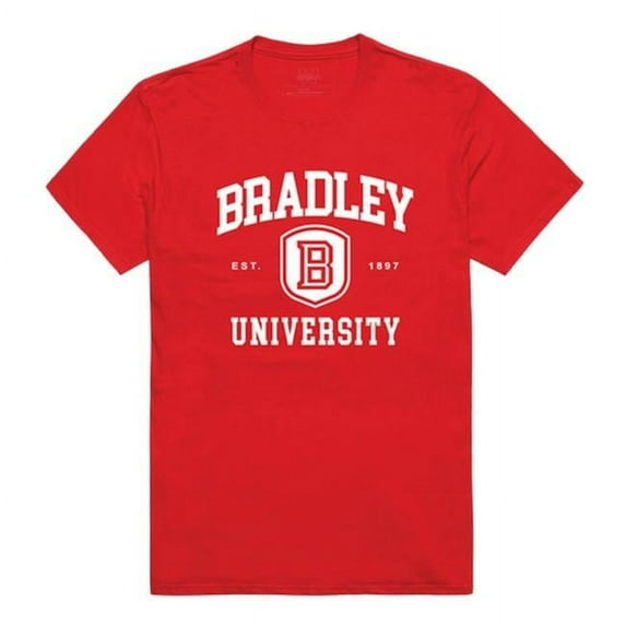Bradley University Men Seal T-Shirt, Red - Extra Large