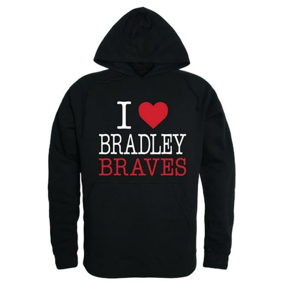 Bradley University Mens I Love Hoodie, Black - Extra Large