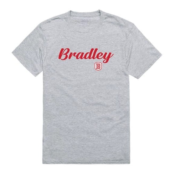 Bradley University Mens Script T-Shirt, Heather Gray - 2XL