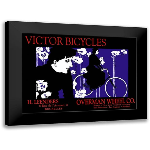 Bradley, William H. 14x11 Black Modern Framed Museum Art Print Titled - Victor Bicycles: Overman Wheel Company, 1896