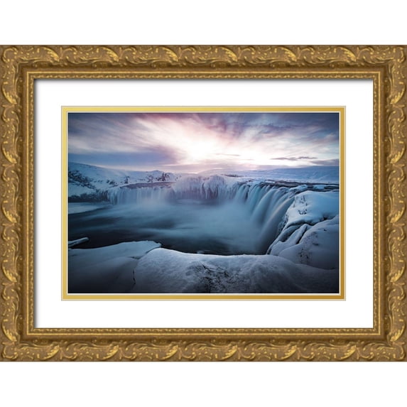Bradnam, Colin 14x11 Gold Ornate Wood Framed with Double Matting Museum Art Print Titled - Morning Godafoss