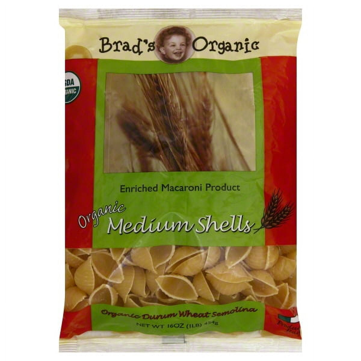 Brads Organic Semolina Pasta Medium Shells 16 oz