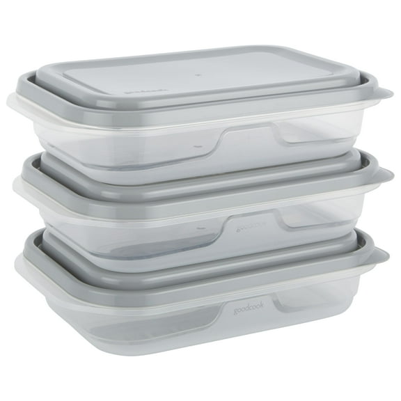 GoodCook Medium Rectangles Food Storage Container 3 Pack, Made without BPA and Dishwasher Safe, Ideal Use for Meal Prep and Batch Cooking