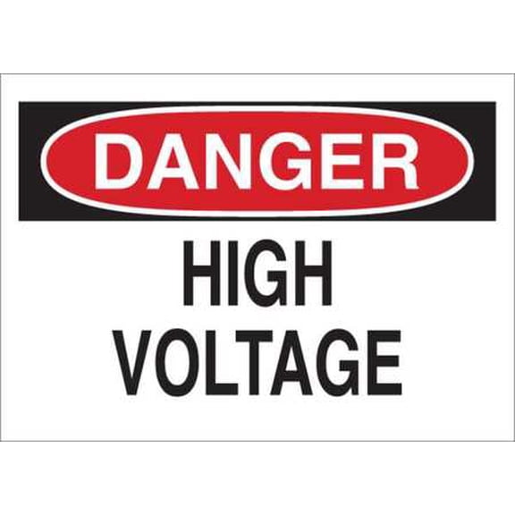 Brady 116126 14" Width x 10" Height B-563 Plastic, Red And Black On White Color Sustainable Safety Sign, Legend "Danger High Voltage" High Density Sustainable Polypropylene (B-563) 10" H x 14" W