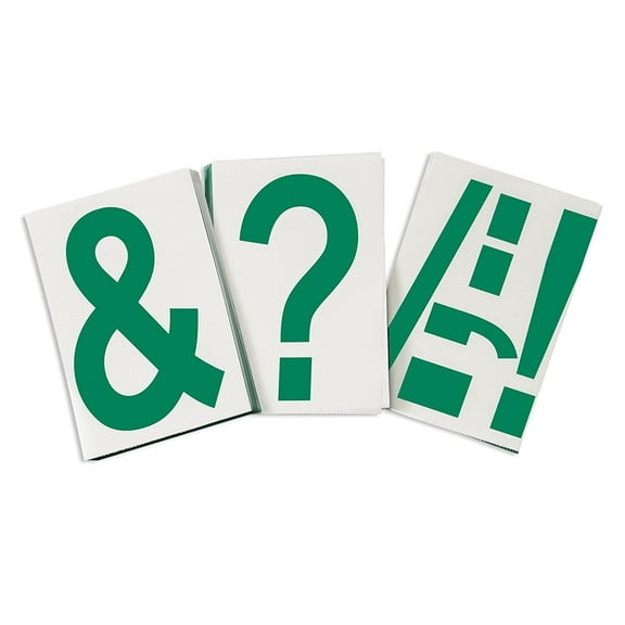 Brady 121910 ToughStripe Die-Cut Polyester Tape, Green Punctuation & ? ! . - ' _