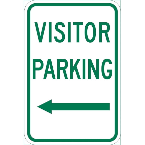 Brady 124374 Traffic Control Sign, Legend "Visitor Parking (W/Right Arrow Picto)", 18" Height x 12" Width, Green on White