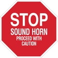 thumbnail image 1 of Brady Worldwide B2249517 124507 Stop Sound Horn Proceed with Caution Sign - Polystyrene 18 x 18 in. - White & Red, 1 of 4
