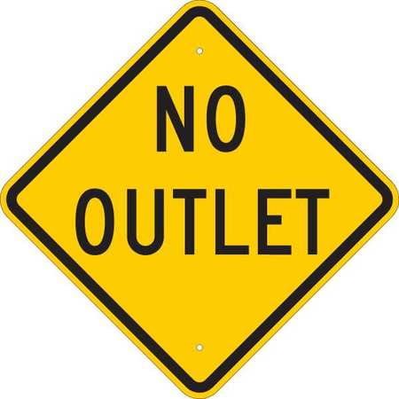 Brady 124598 Traffic Control Sign, Legend "No Outlet", 24" Height x 24" Width, Black on Yellow