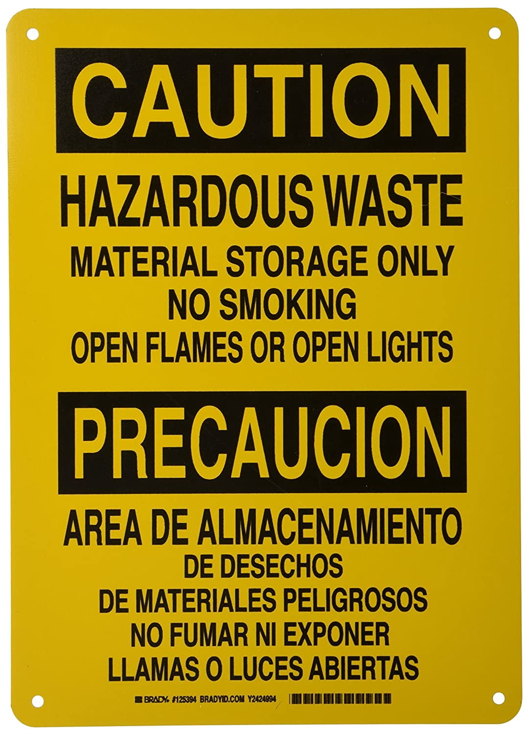 Brady 125394 Bilingual Sign, Legend