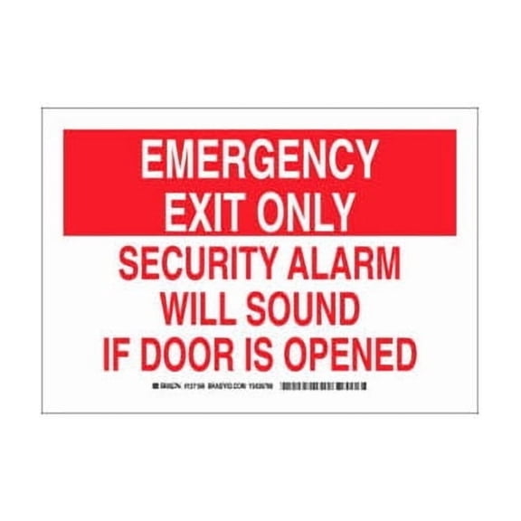 Brady 127165 Emergency Exit Only Security Alarm Will Sound If Door Is Opened Sig