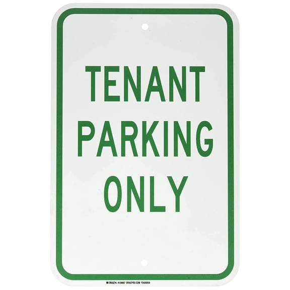 Brady 129667 Traffic Control Sign, Legend"Tenant Parking Only", 18" Height, 12" Width, Green on White