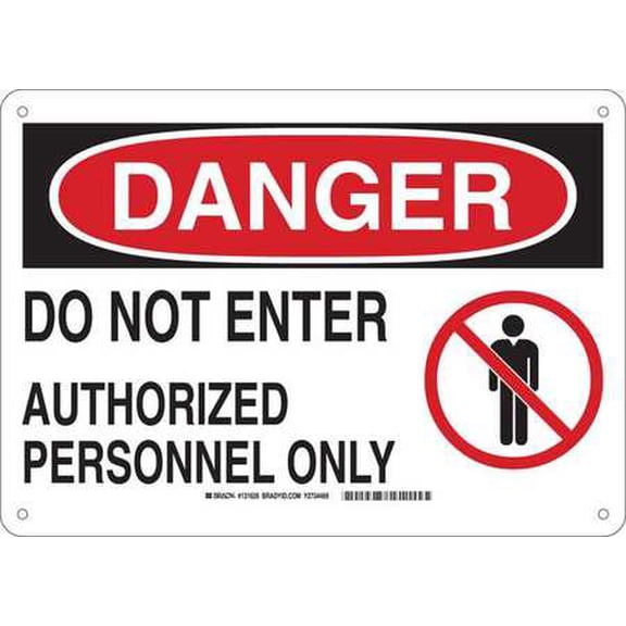 Brady 131626 Admittance Signs, 10" Height x 14" Width, Black/Red/White
