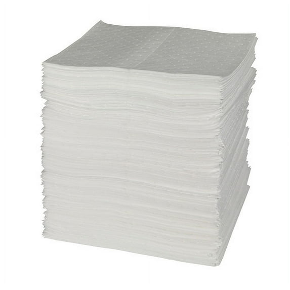 Brady 15'' X 19'' SPC White 1-Ply Meltblown Polypropylene Dimpled Perforated Light Weight Double Coverage Sorbent Pad (200 Per Bale)