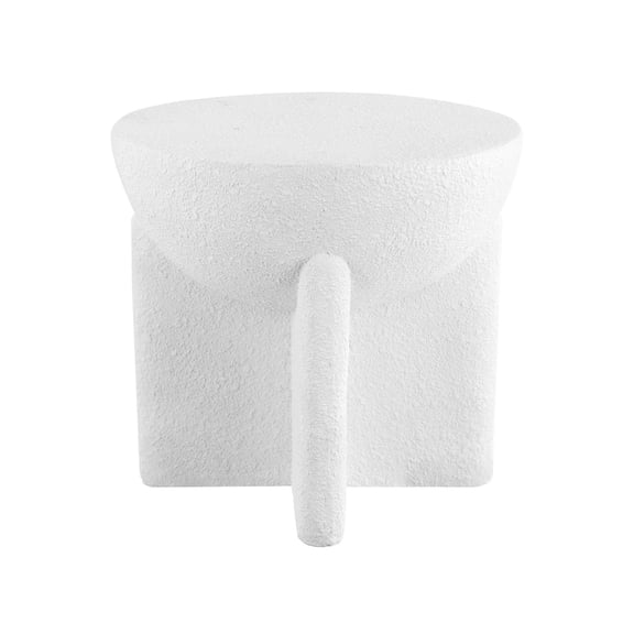 Brady 16.25" Minimalist Modern Drum Accent Table , White Frosted