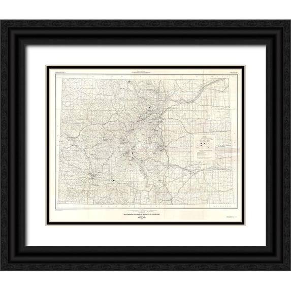 Brady 18x15 Black Ornate Wood Framed with Double Matting Museum Art Print Titled - Fluorspar Deposits in Colorado - Brady 1975