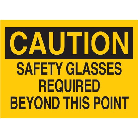 Brady 22592 Plastic Eye Protection Sign, 7" X 10", Legend "Safety Glasses Required Beyond This Point"