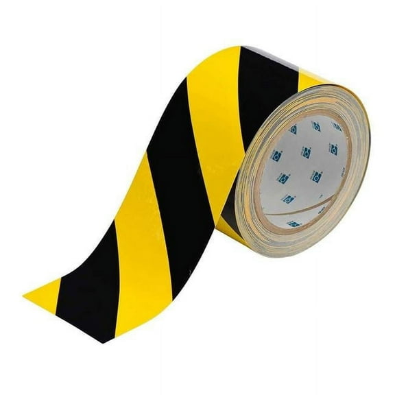 Brady Floor Tape,Black/Yellow,3 inx100 ft,Roll 104347