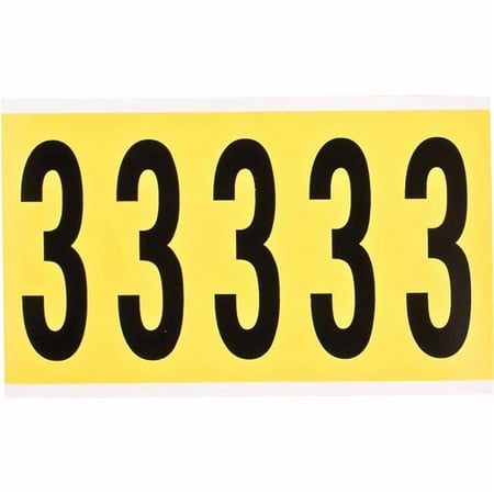 Brady 262-34603 3.875 in. Height B498 Series 3460-3 Character Repositionable Numbers & Letters, Black on Yellow