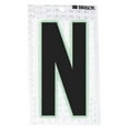 thumbnail image 1 of Brady 3020-N 6" Height, 3" Width, B-309 High Intensity Prismatic Reflective Sheeting, Black, Glow-In-The-Dark Border/Silver Color Glow-In-The-Dark Or Ultra Reflective Letter, Legend "N" (Pack Of 10), 1 of 1