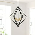 thumbnail image 1 of Brady 4 Light Black and Satin Brass Contemporary Geometric Cage Pendant Light, 1 of 14
