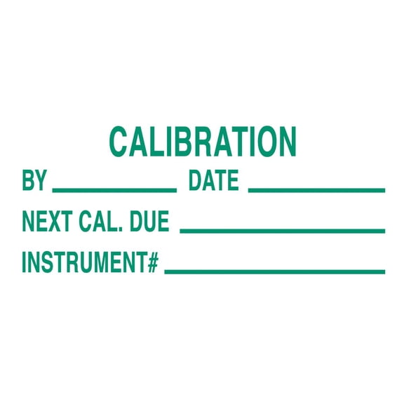 Brady 42211 5/8" Height, 1-1/2" Width, B-744 Polyester, Green On White Color Write-On Inspection Label, Legend "Calibration, By, Date" (Pack Of 364) CA2