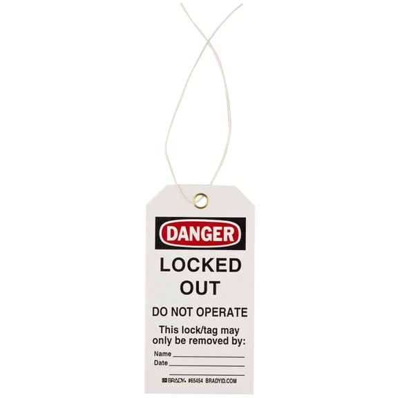 Brady-65454 "Danger - Locked Out - Do Not Operate - Unauthorized Removal..." Tag, Cardstock, 5-3/4" Height, 3" Width (Pack of 25),Black and Red J101