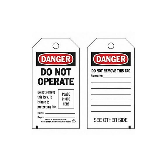 Brady Danger Tag,5-3/4 x 3 In,Met,3/8 In,PK10 65501