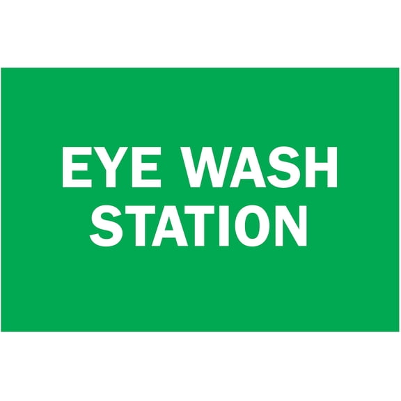 Brady 85354 7" Height, 10" Width, B-302 High Performance Polyester, White On Green Color First Aid Sign, Legend "Eye Wash Station"