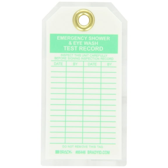 Brady 86446 5-3/4" Height, 3" Width, B-837 Heavy Duty Polyester, Green On White Color Inspection And Material Control Tags (Pack Of 10) CA1