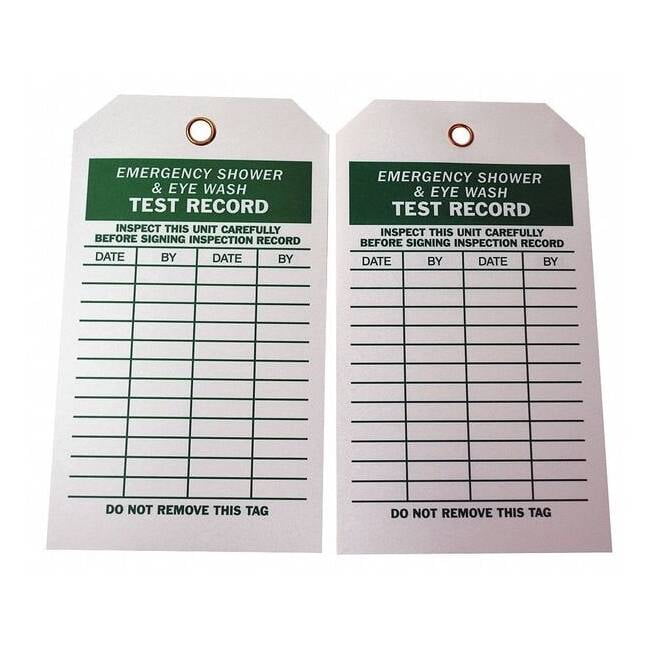Tag, Emergency Shower & Eye Wash Test, Polyester, 7 in H x 4 in W ...