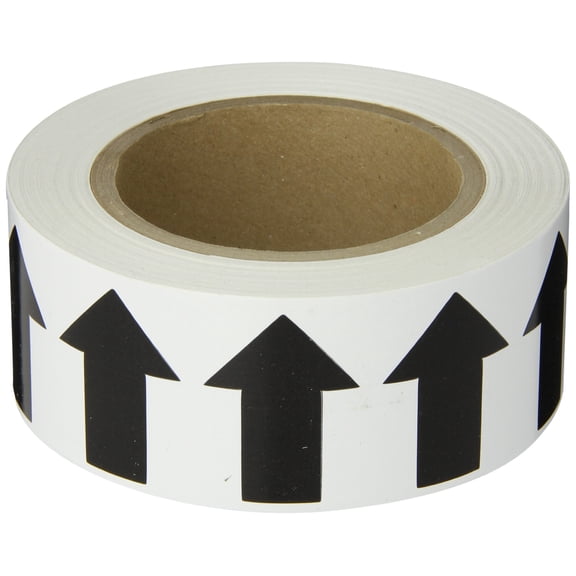 Brady 91417 90' Length, 2" Width, B-946 High Performance Vinyl, Black On White Color Arrow Tape, Legend (Arrow Pictogram) CA3
