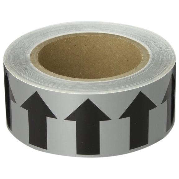 Brady 91419 90' Length, 2" Width, B-946 High Performance Vinyl, Black On Gray Color Arrow Tape, Legend (Arrow Pictogram) CA2